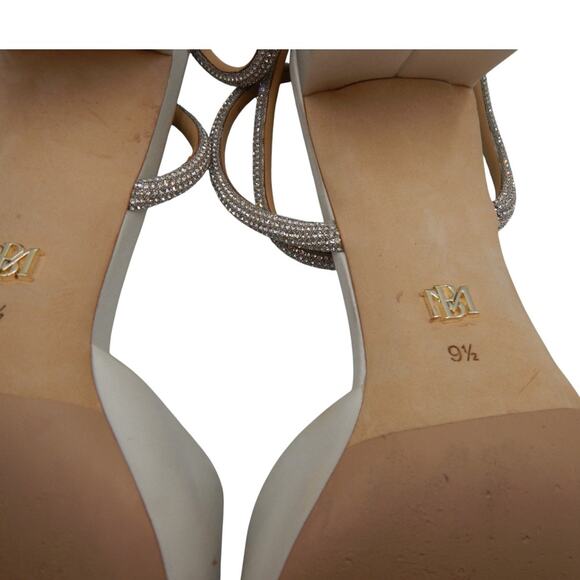 Badgley Mischka Infinity Rhinestone Ankle Strap Satin Block Heels Sandals Sz 9.5 - Picture 8 of 8